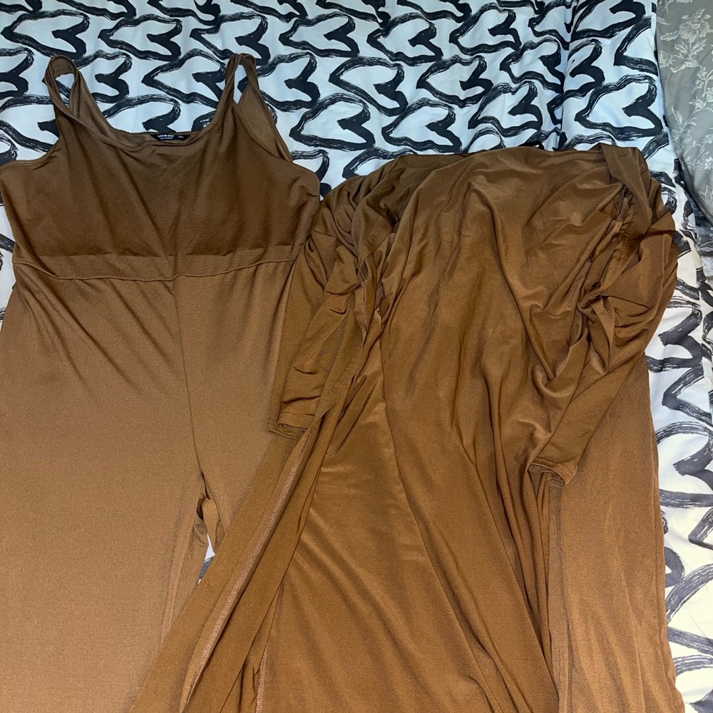 2 piece brown/nude set